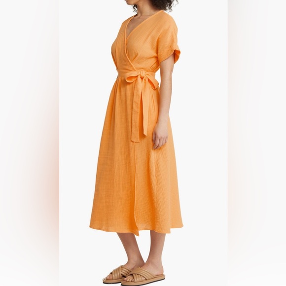 Marine Layer Yellow Cotton Wrap Dress Size XS - Picture 2 of 13